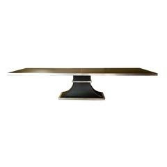 Modern Industrial Large Pedestal Table with Metal Details