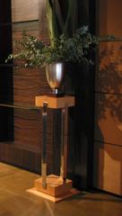 Art Deco Inspired Pair of Plant Stands with aluminum spun vases