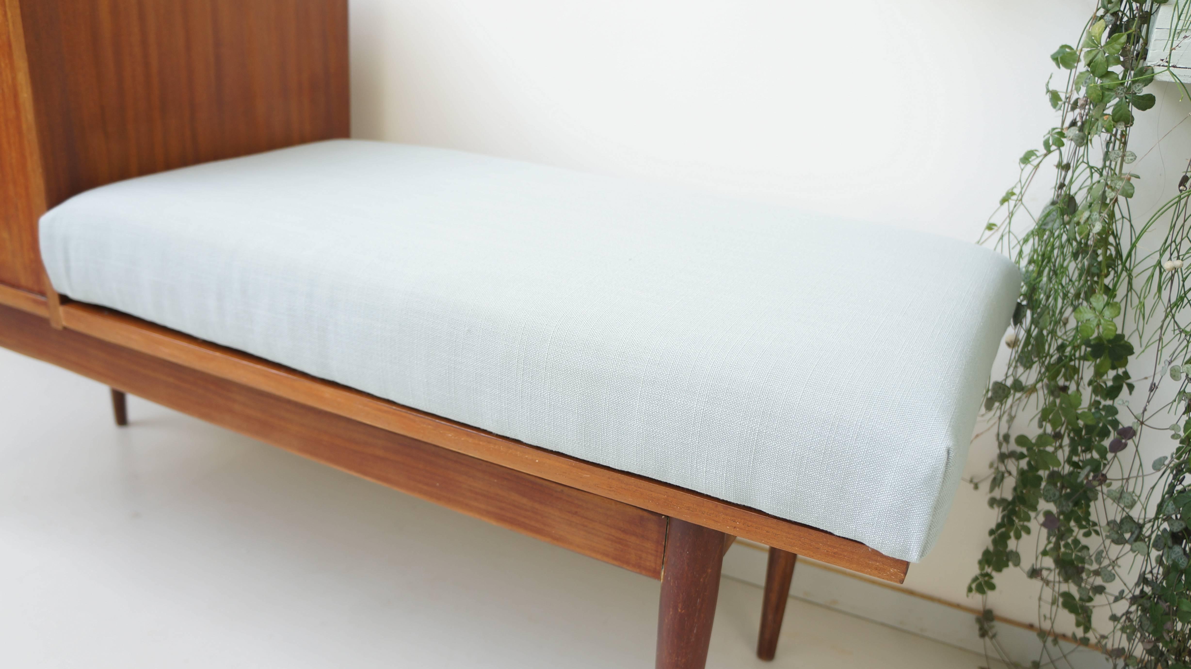 Teak Vintage Mid-Century Telephone Cabinet Bench, 1950s