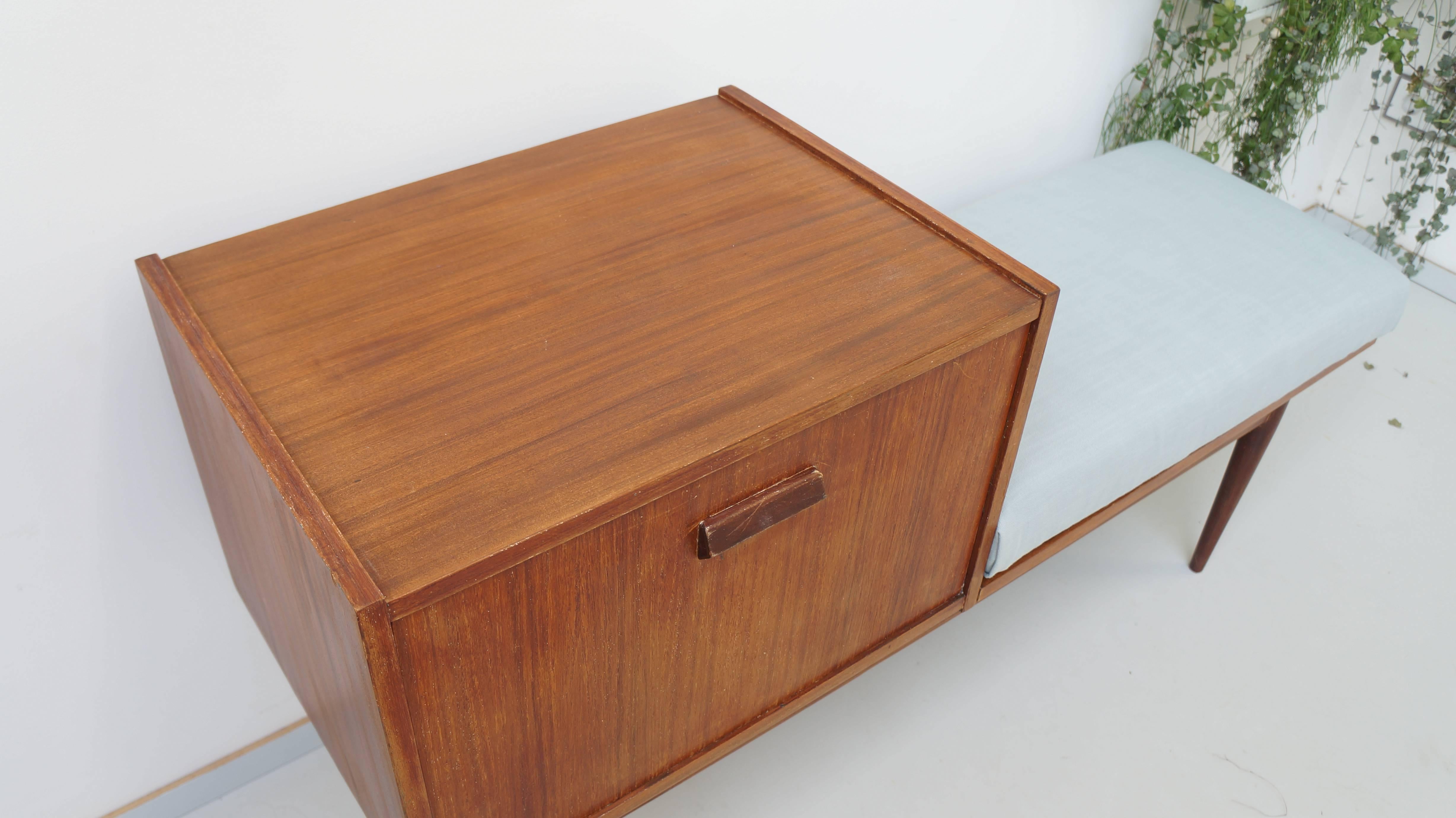 Vintage Mid-Century Telephone Cabinet Bench, 1950s 1