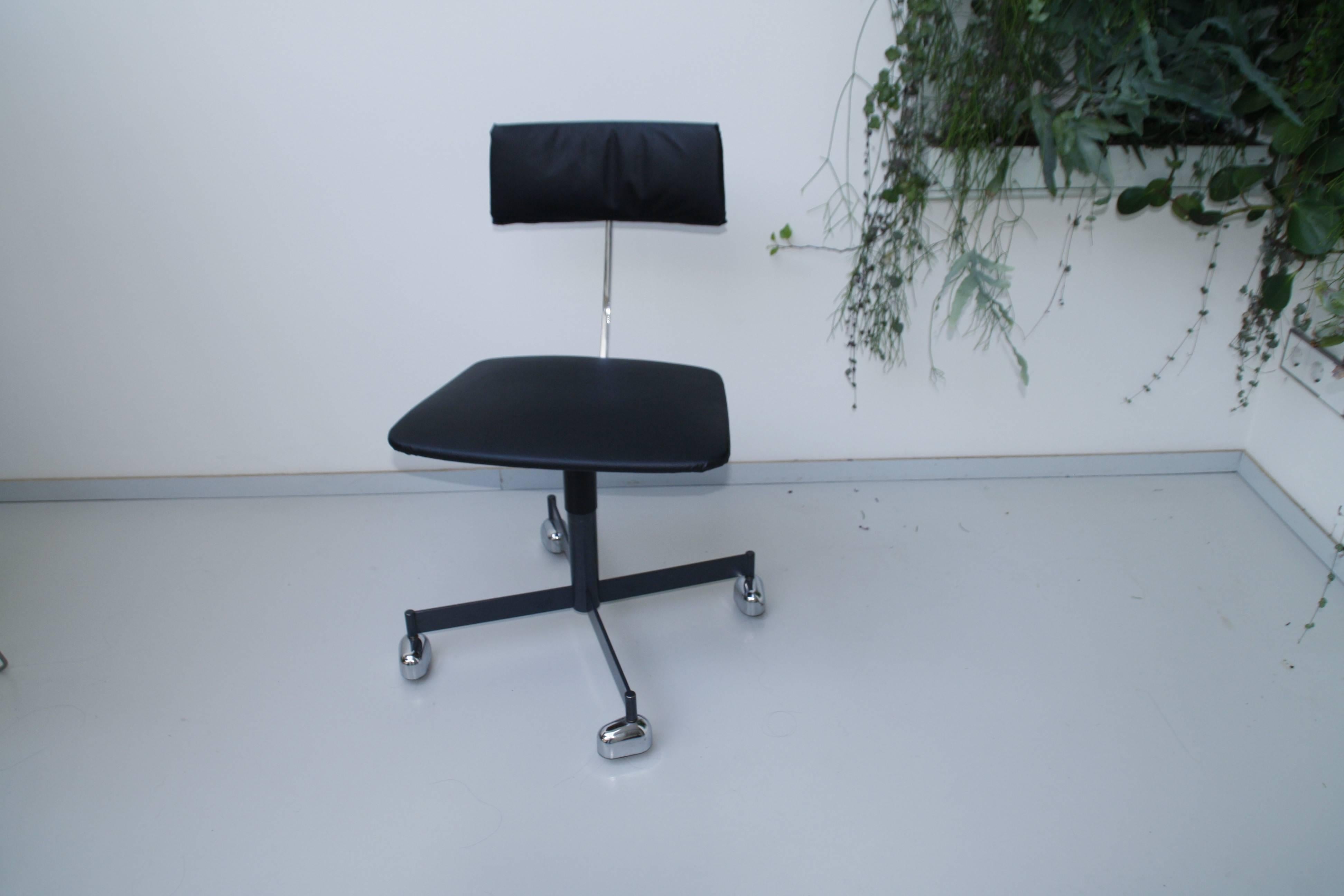 Scandinavian Modern Danish Modern Kevi Adjustable Desk Chair Black Leatherette For Sale