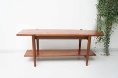 Dark Oak Wooden Coffee Table Reversible Table Top Mint Green 1950s