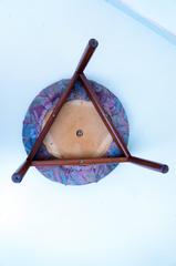 Danish Round Wooden Stool Pouf Spøttrup Denmark 1960s