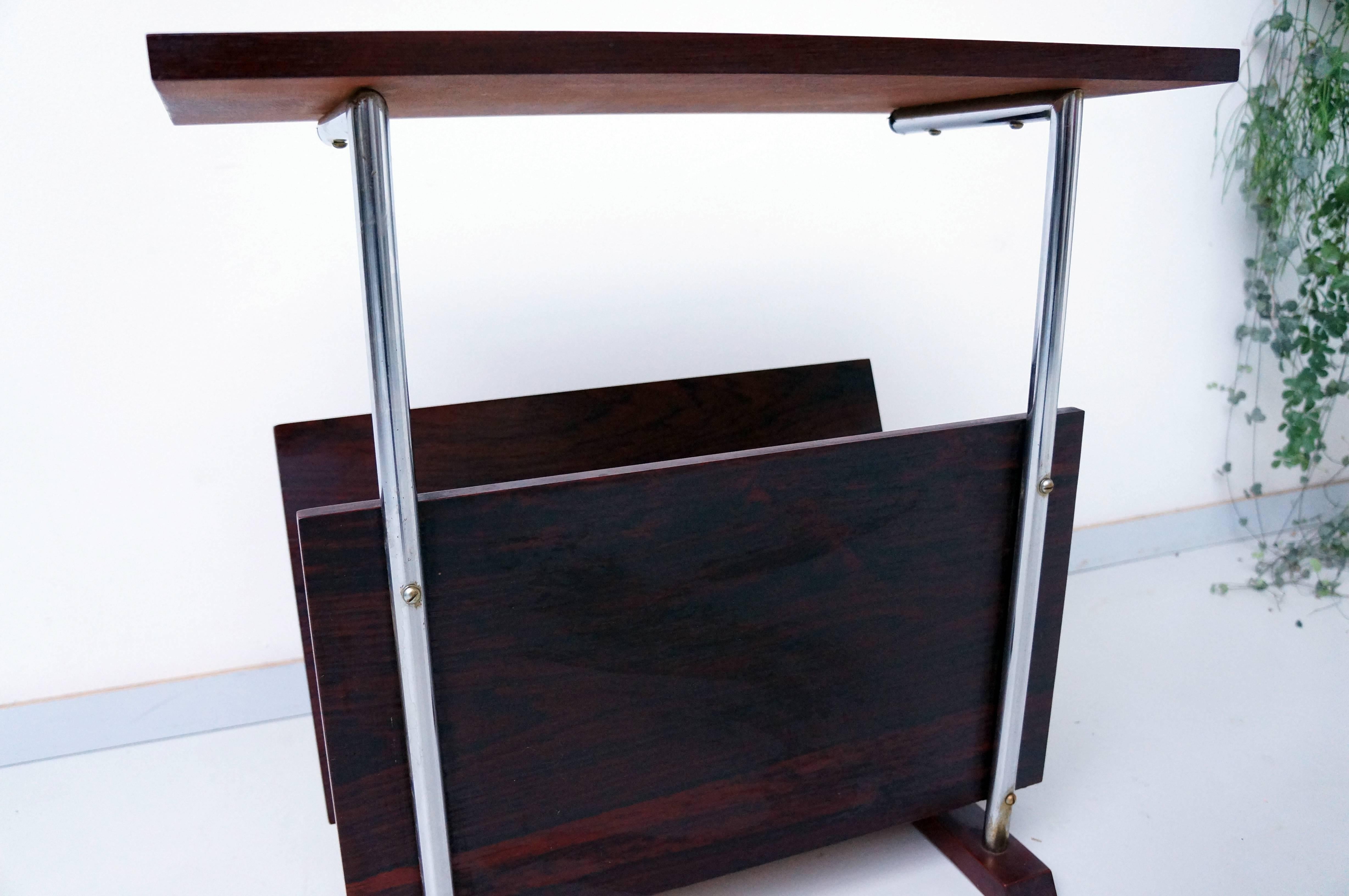 European Mid-Century Magazine Table Rack Stand Rosewood 1960s For Sale