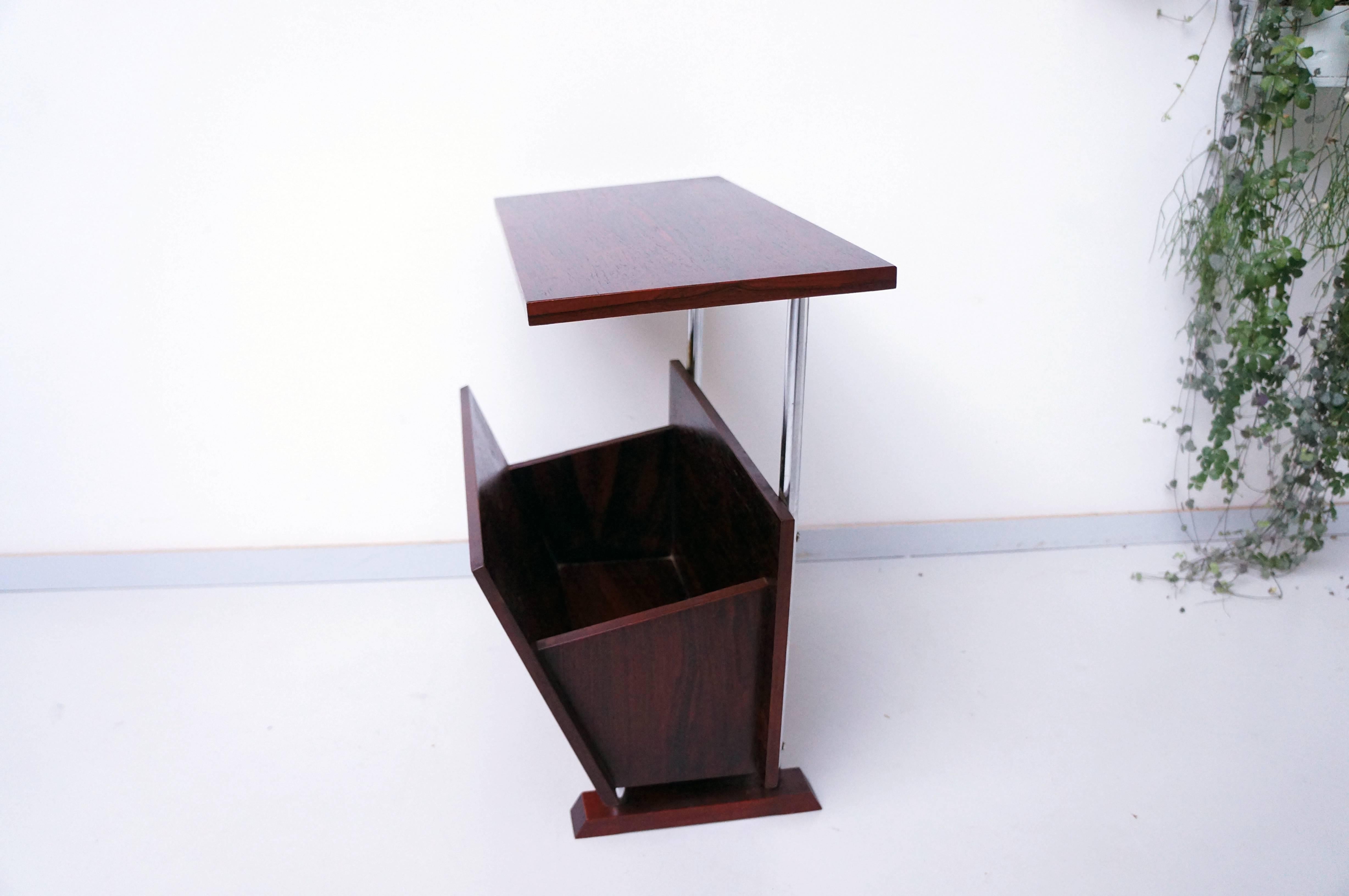 Wood Mid-Century Magazine Table Rack Stand Rosewood 1960s For Sale