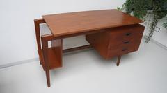 Teak Writing Desk Bureau Three Drawers, 1960s, European, HMF