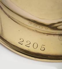 English, set of five brass 19th century Liquid Measures County of Bedford