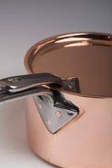 Original Set of Five English Copper Cooking Pots, Cookware Kitchen