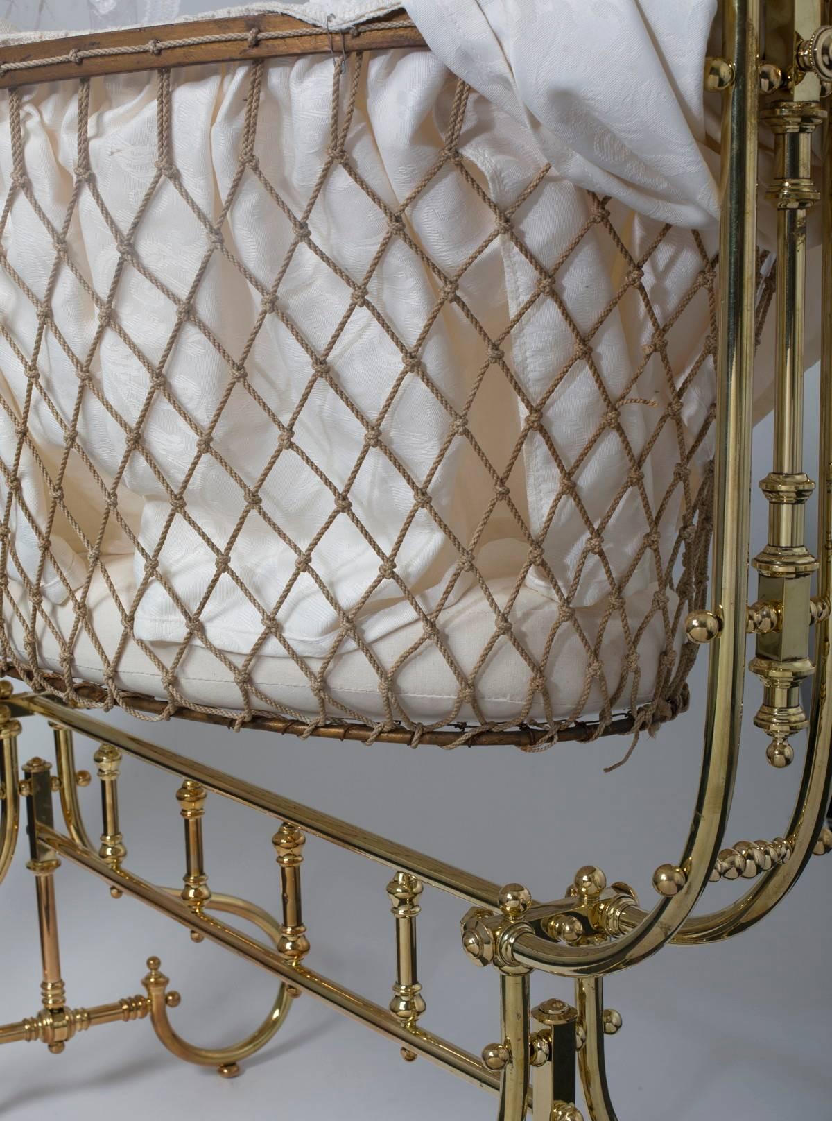 Late Victorian American Victorian Brass Bedroom Infant Bassinet 19th Century For Sale