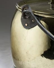 Dutch, Brass Monumental Kitchen Cooking Pot with Iron Handle, circa 1800