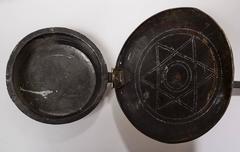 Dutch Brass Bedwarmer with Iron Handle Judiacia 18th Century Decorative