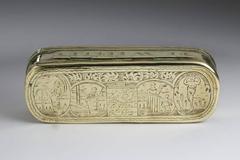 Dutch, Brass Engraved Oval Tobacco/Smoking Box 18th Century, circa 1750
