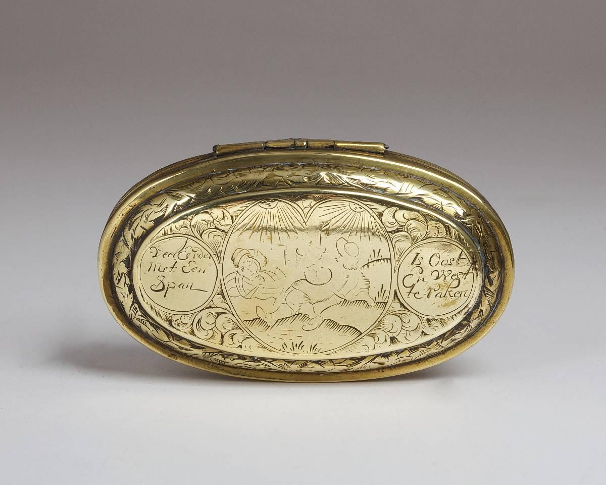 William IV Dutch Brass Tobacco/ Smoking Oval Box 18th Century For Sale