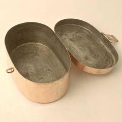 Antique Unusual Small Copper Kitchen Cooking Box with Hinged Lid, 19th Century