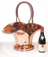 French Copper Flower Decorative Basket, 19th Century