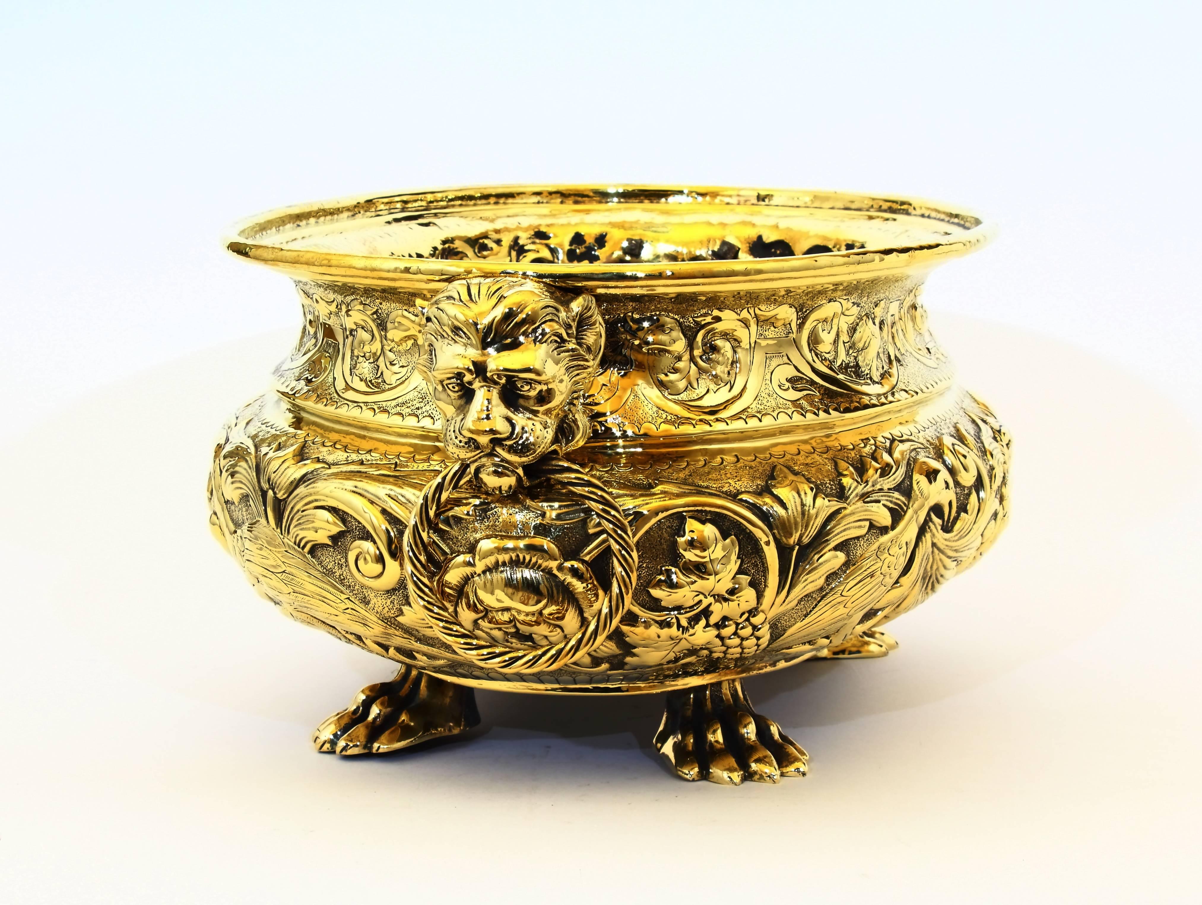 Victorian French Oval Brass Planter/Jardinaire For Sale