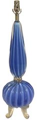 Barovier & Toso Attributed Blue Dolphin Footed Lamp