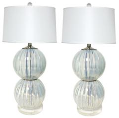 Pair of Opalescent Murano Glass Lamps