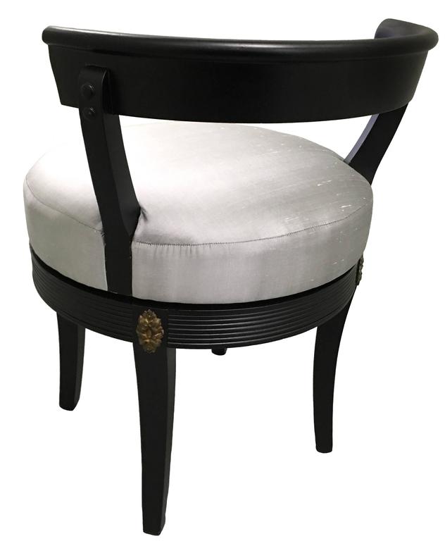 Hollywood Regency Style Black Swivel Vanity Stool at 1stDibs