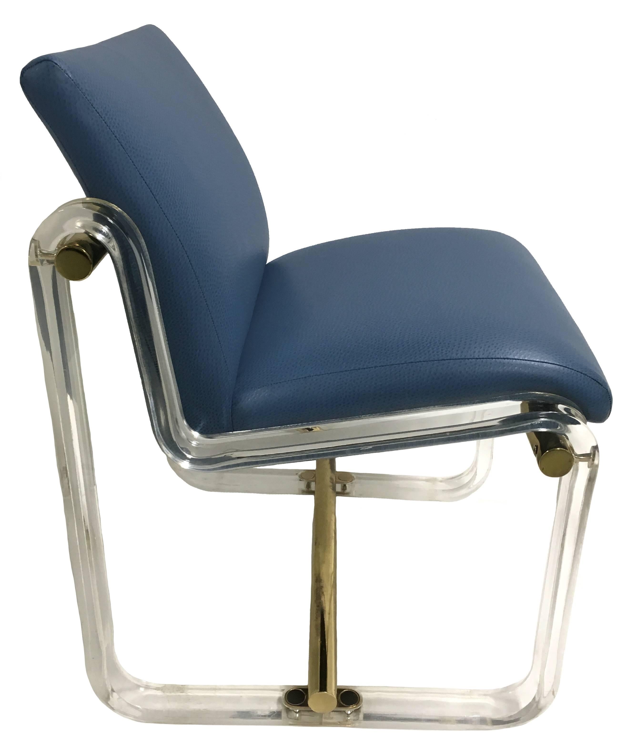 Mid-Century Modern 1970s Lucite and Brass Desk Chair, Attributed to Pace