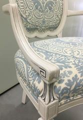 Pair of White Hepplewhite Style Quadrille Upholstered Armchairs