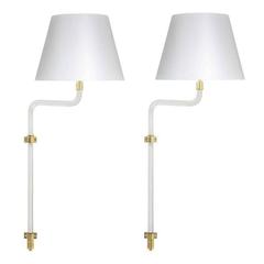 Pair of 1970s Peter Hamburger for Knoll Lucite and Brass Wall Sconces 3