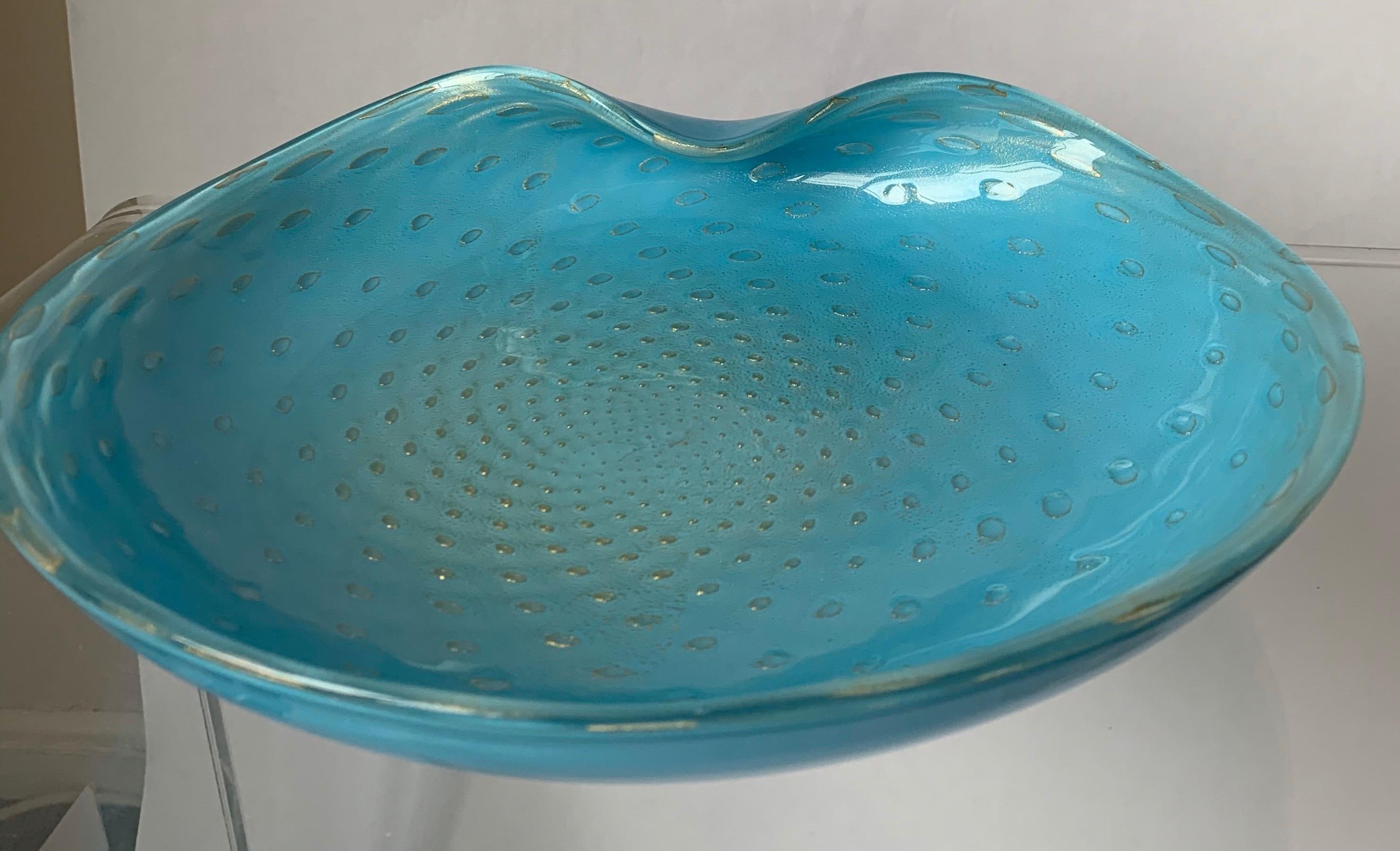 Mid-20th Century Blue Murano Glass Ashtray by Barbini
