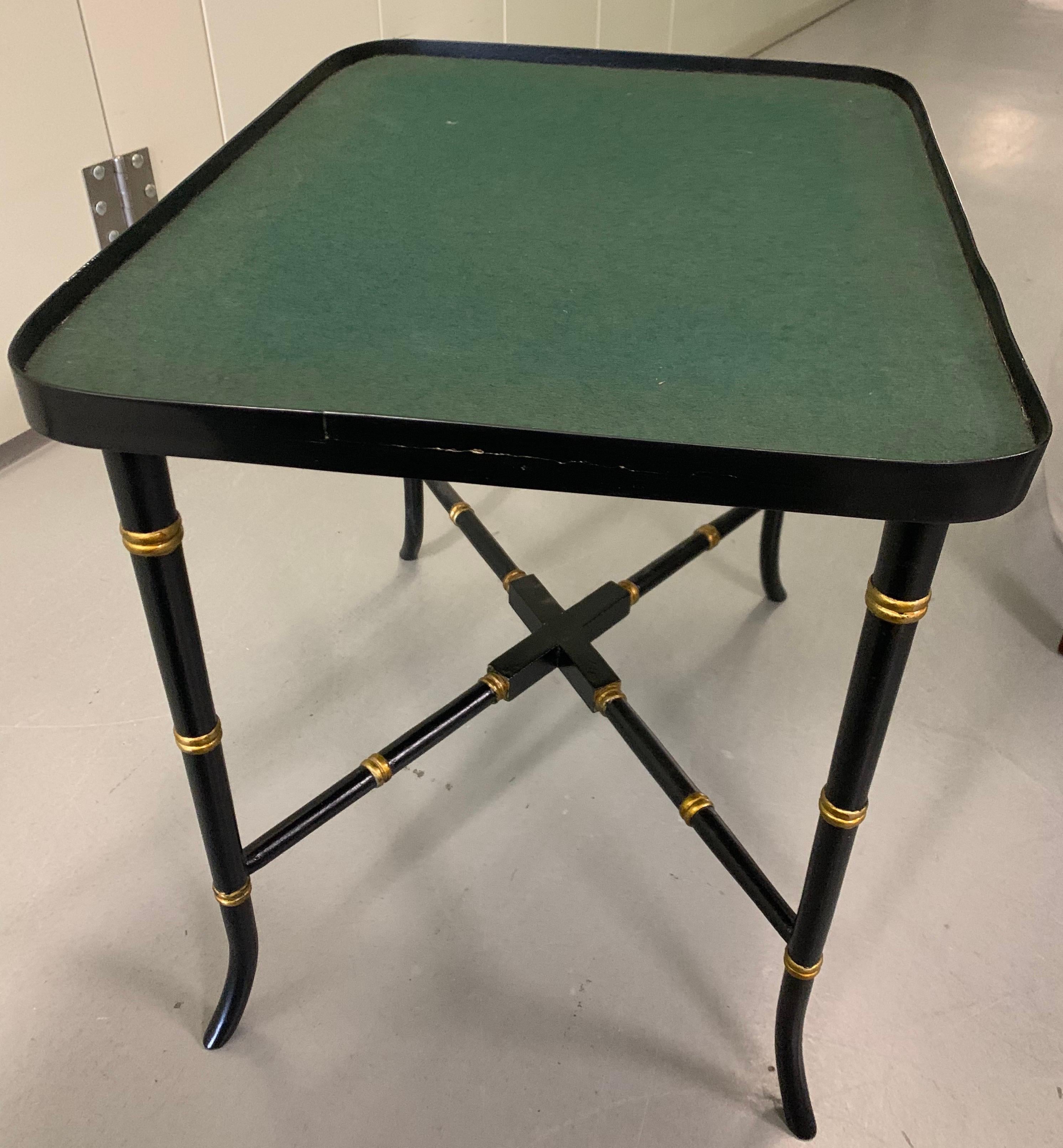 20th Century English Chinoiserie Black & Gold Papier Mâché Tray Table