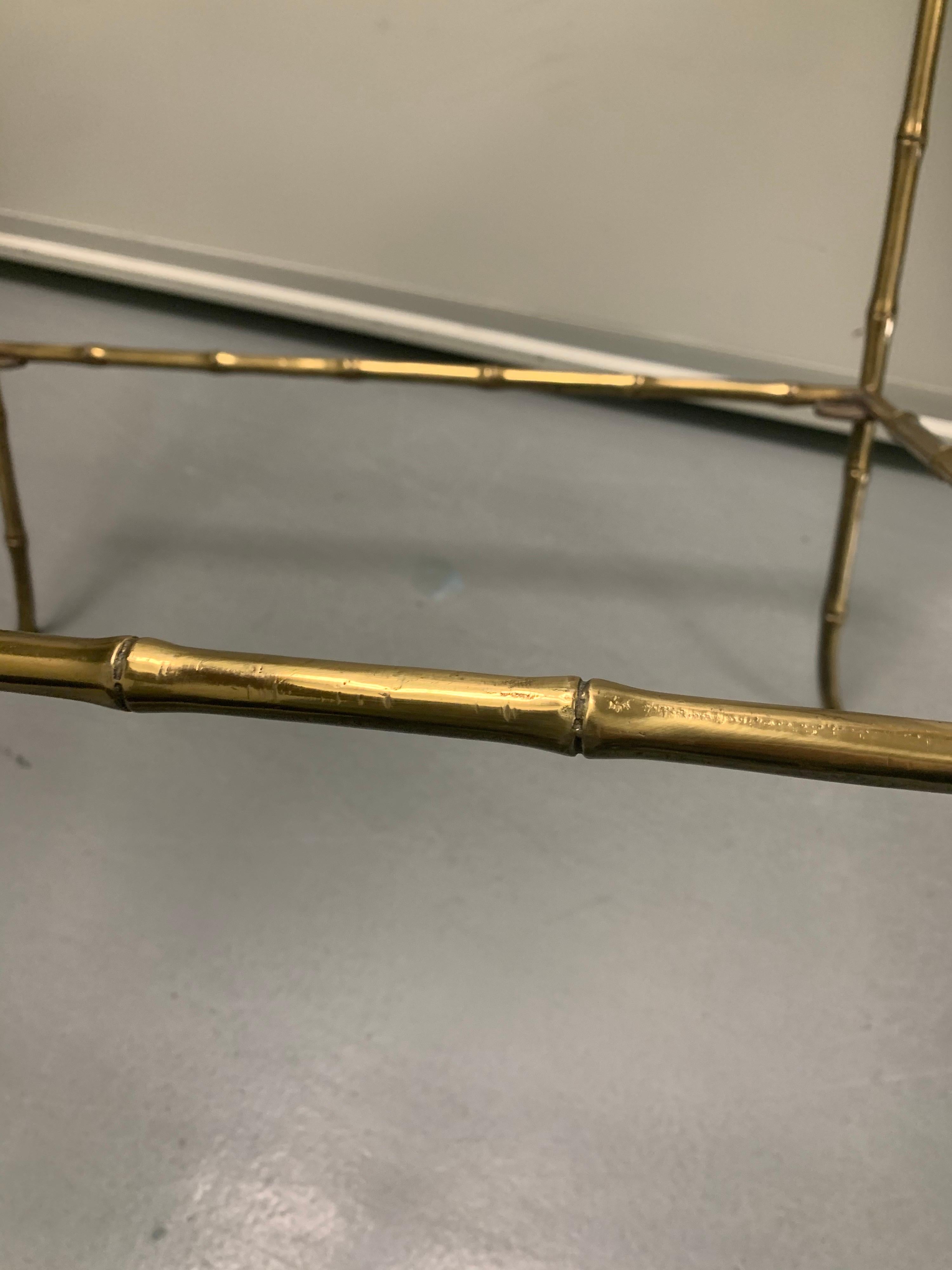 Pair of Brass Faux Bamboo Side Tables 2