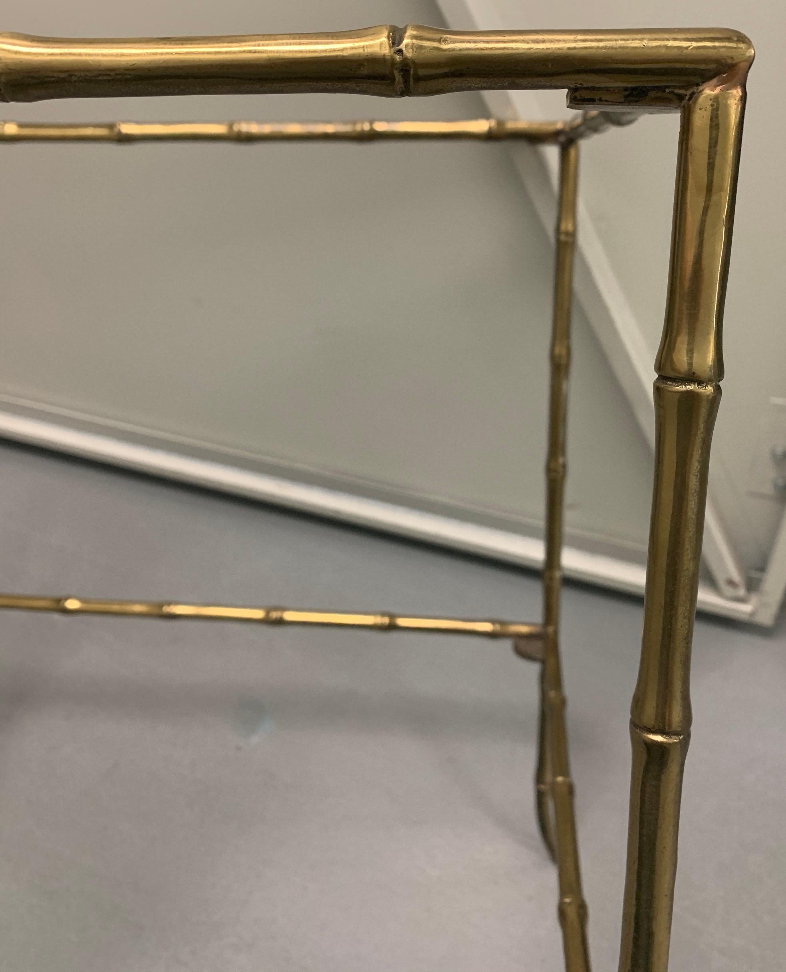 Pair of Brass Faux Bamboo Side Tables 1