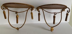 Pair of Italian Gilt Metal Rope and Tassel Wall Bracket