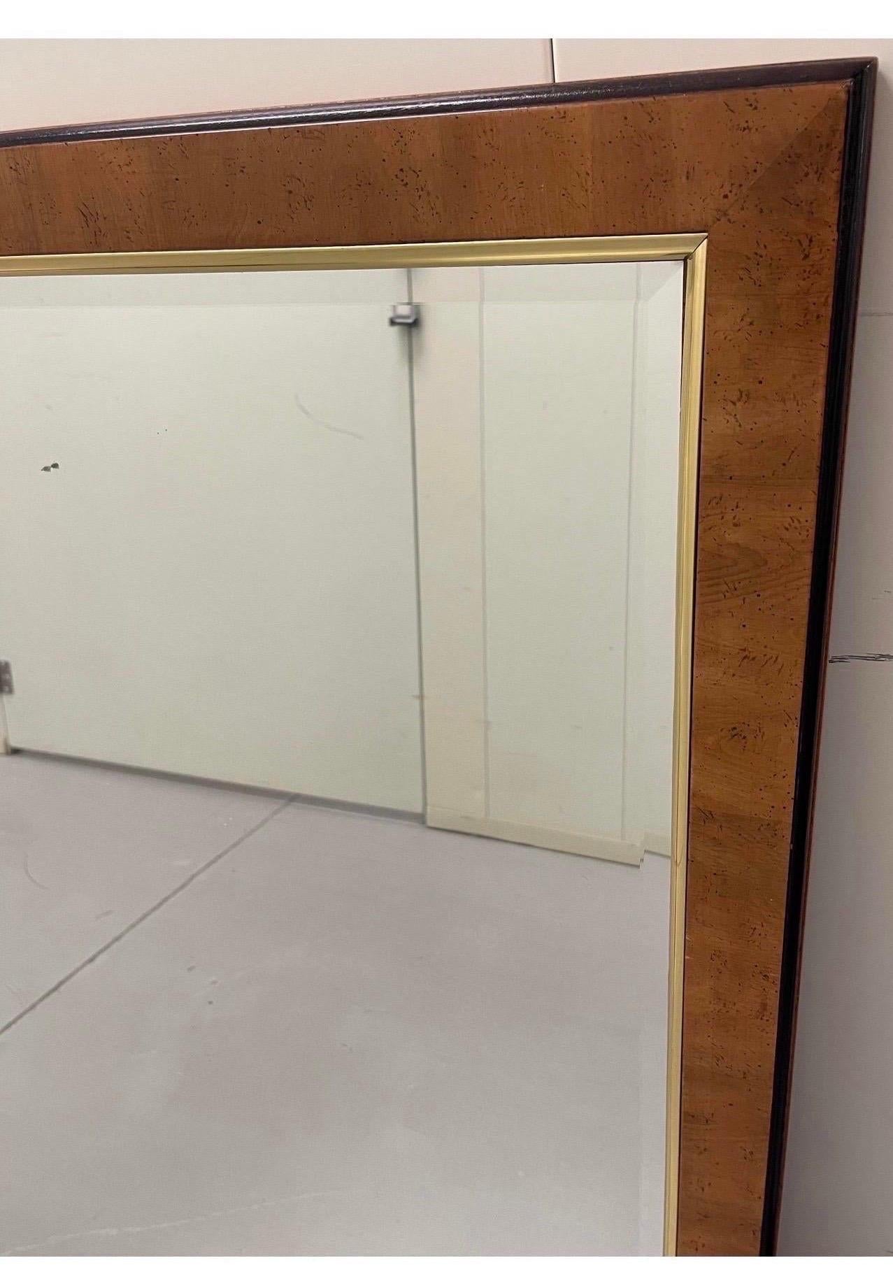 Drexel Heritage Art Deco Style Wood & Brass Rectangular Mirror In Good Condition For Sale In Stamford, CT