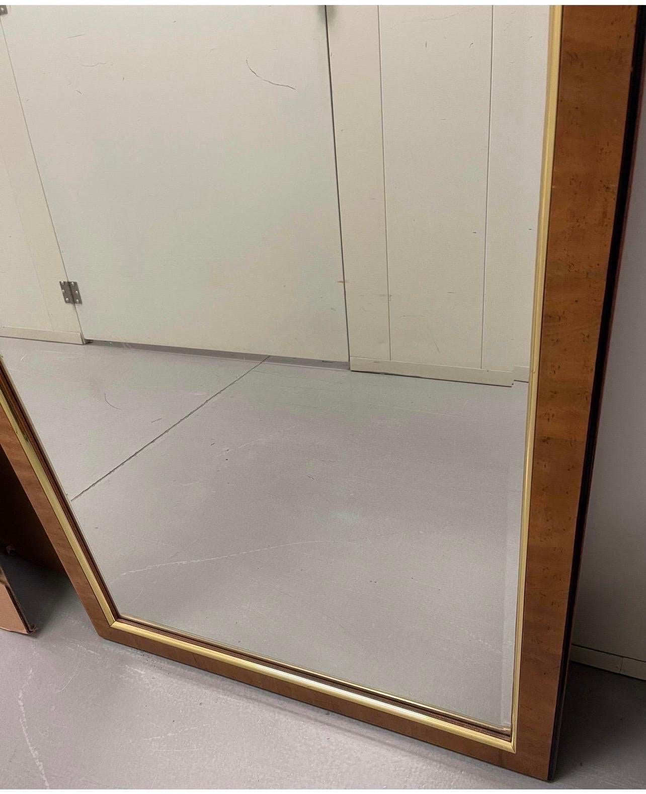 Drexel Heritage Art Deco Style Wood & Brass Rectangular Mirror For Sale 1
