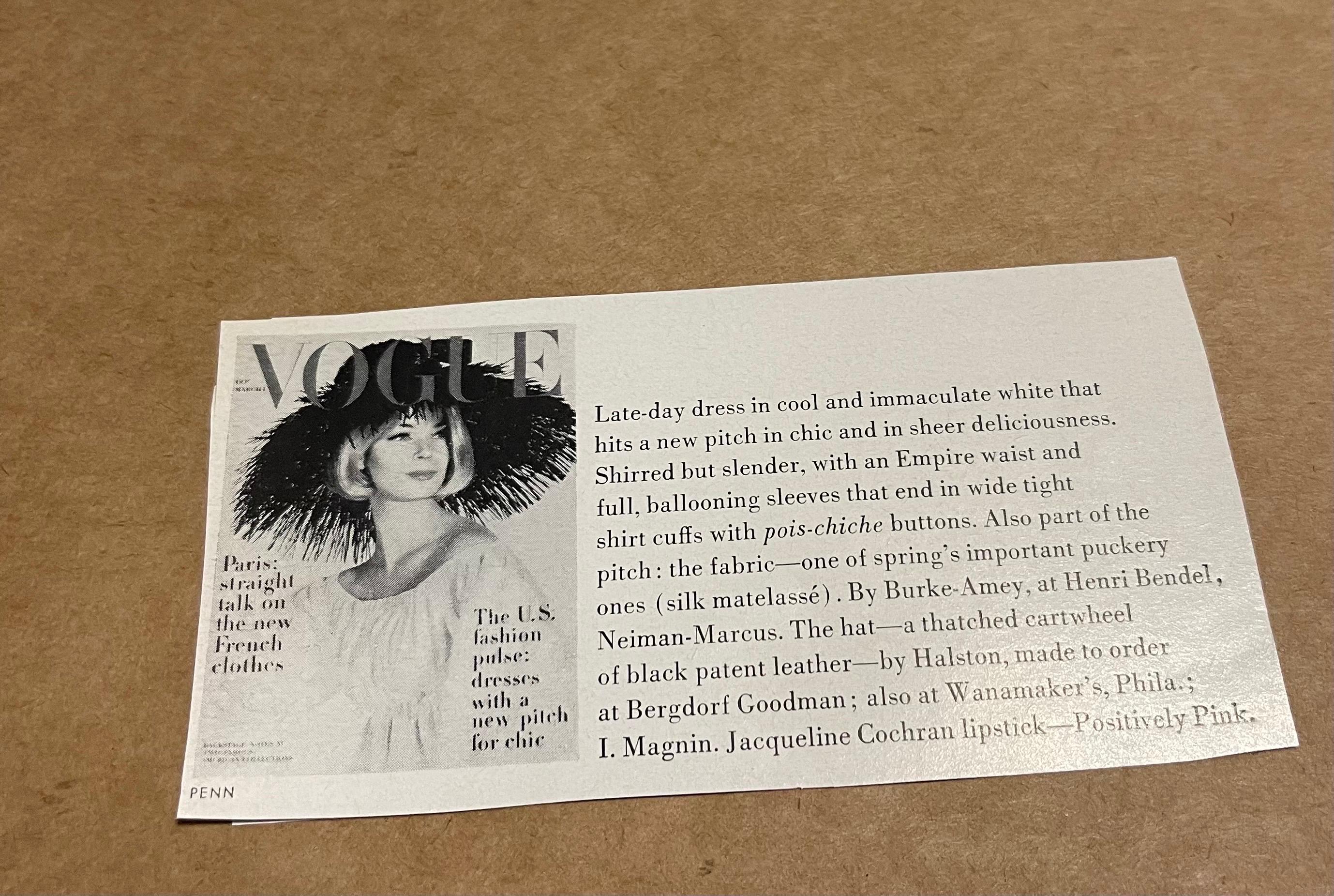 Mid-Century Modern Vogue Magazine encadré mars 1963 en vente
