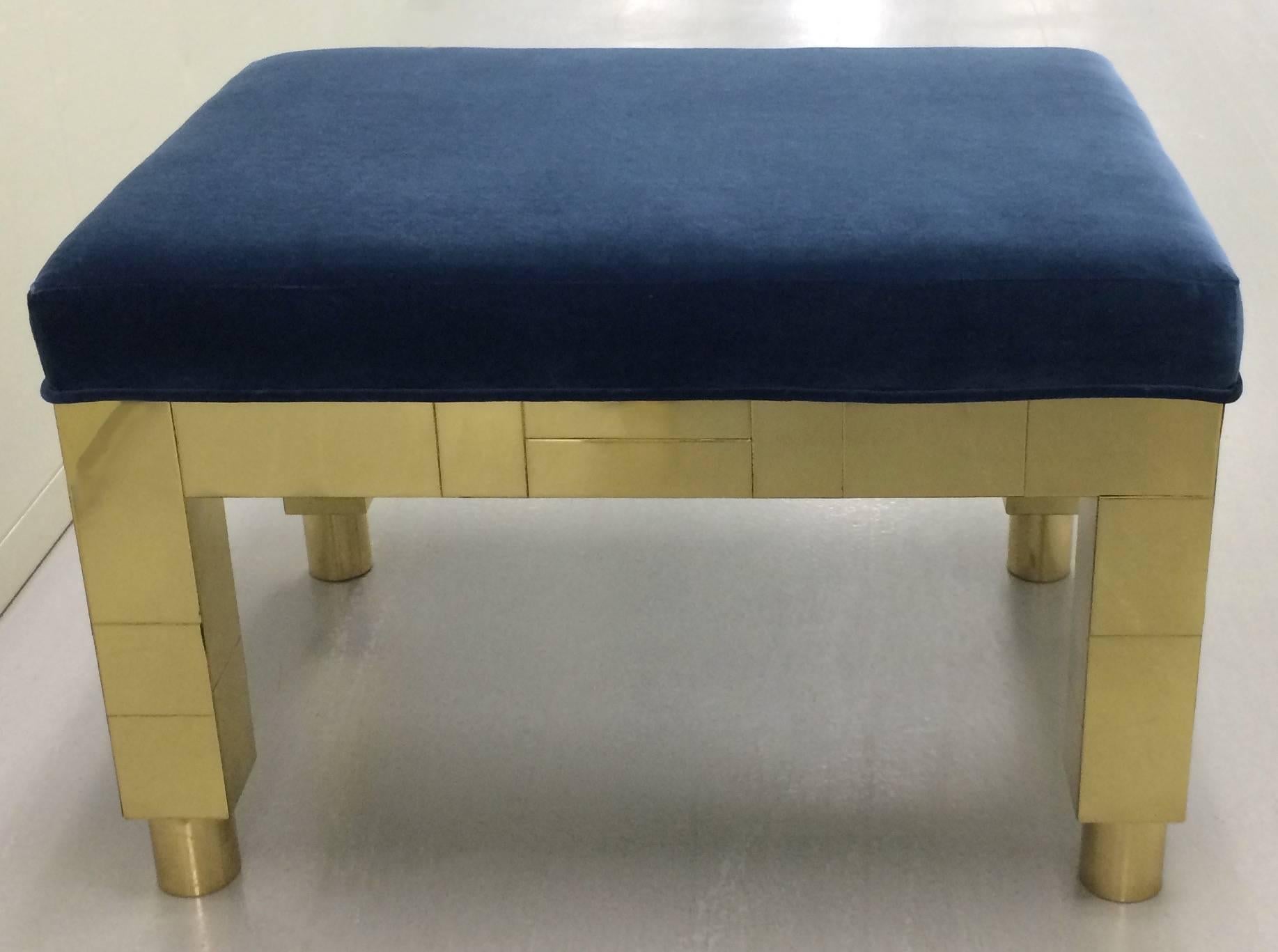 American 1977 Paul Evans for Directional Cityscape Brass Benches, Pair