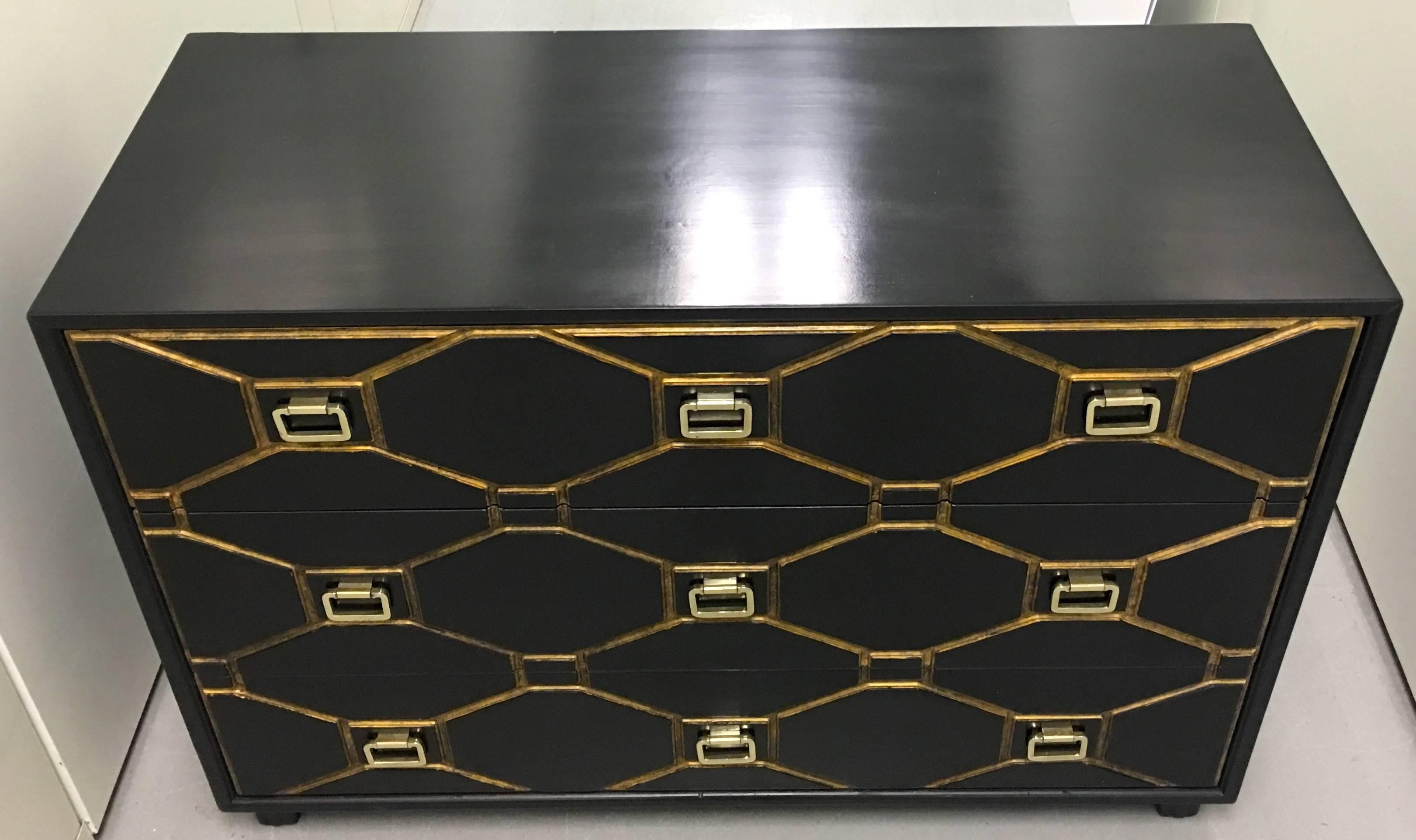 Dorothy Draper Black and Gold Viennese Collection By Henredon Dresser In Excellent Condition In Stamford, CT