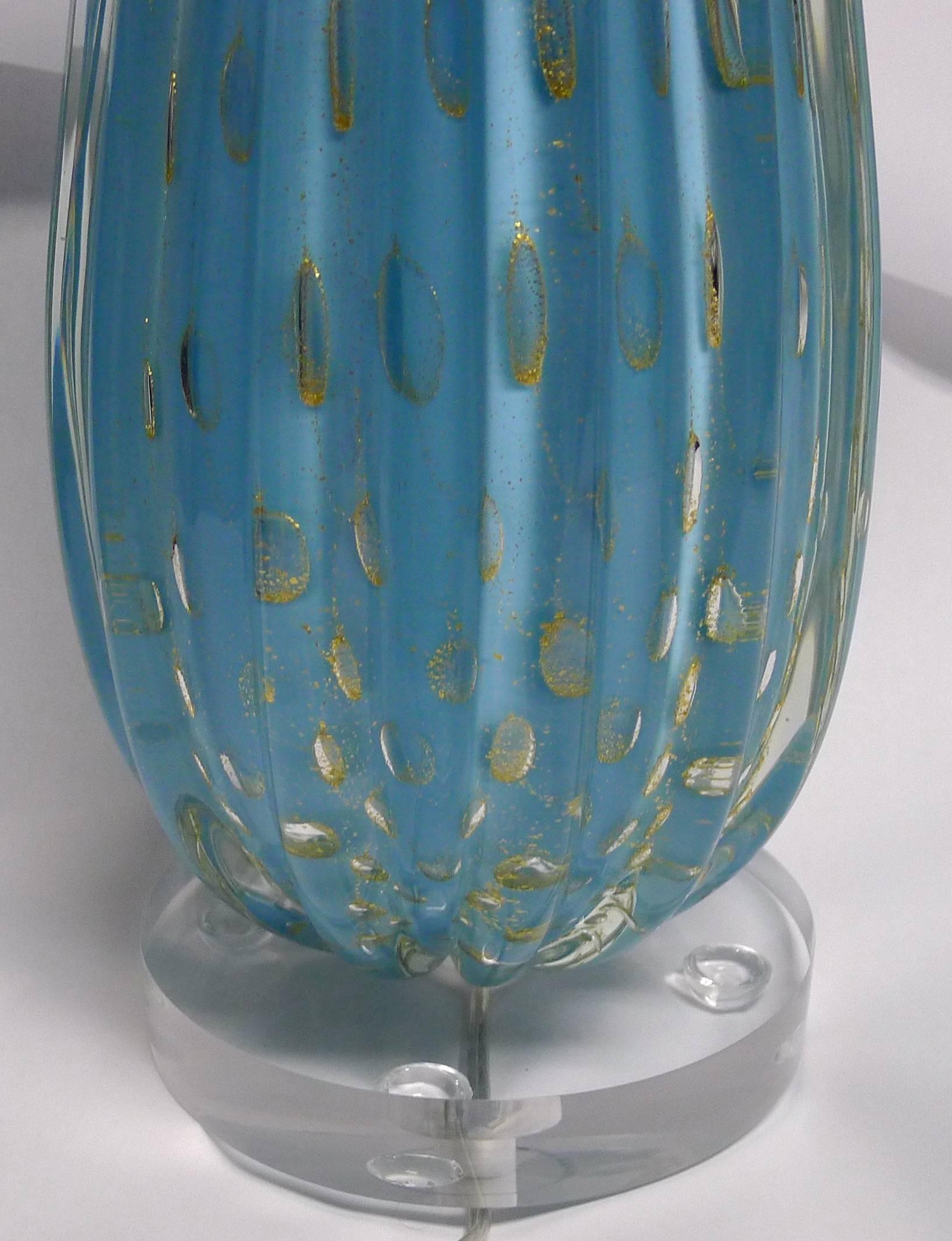 Modern Mid-Century Barbini Murano Blue Lamp