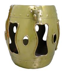 Pair of 1970s Chinese-Style Polished Brass Garden Stools