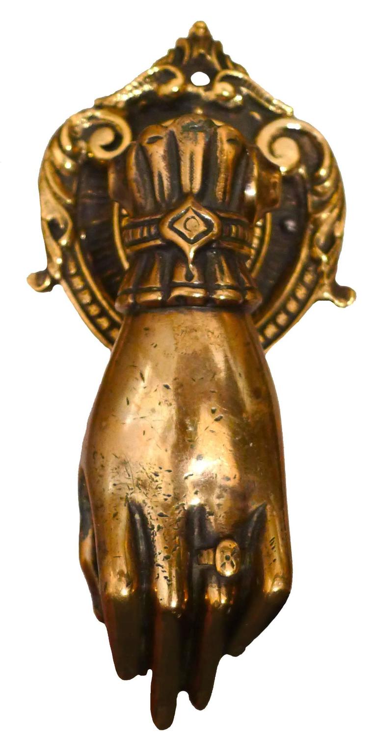 1880s Victorian Brass Hand Door Knocker at 1stdibs