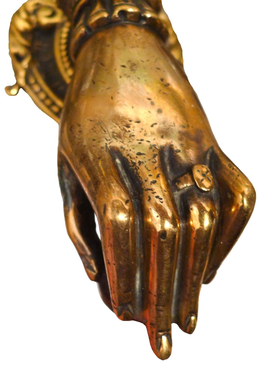 1880s Victorian Brass Hand Door Knocker at 1stdibs