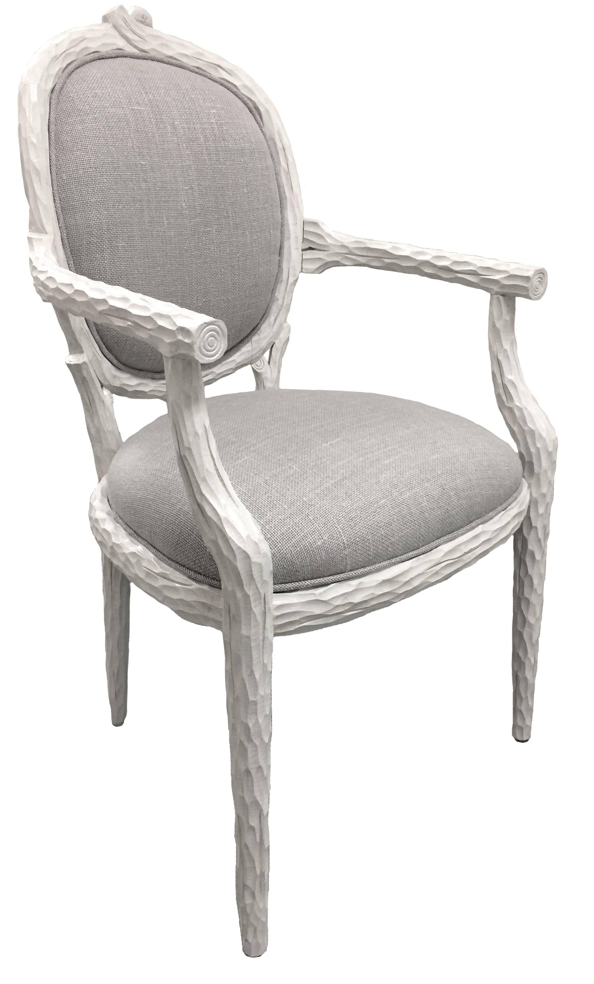 Painted White Faux-Bois Armchairs, Pair In Excellent Condition In Stamford, CT
