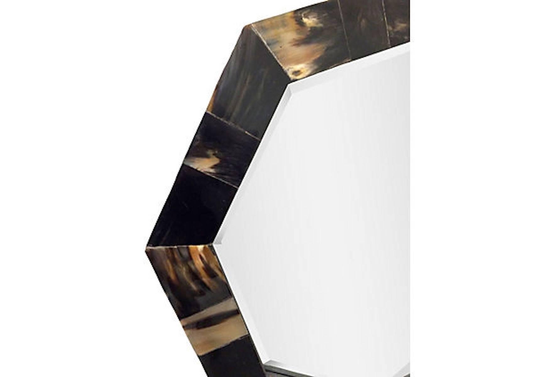 American Tessellated Horn Octagonal Mirror