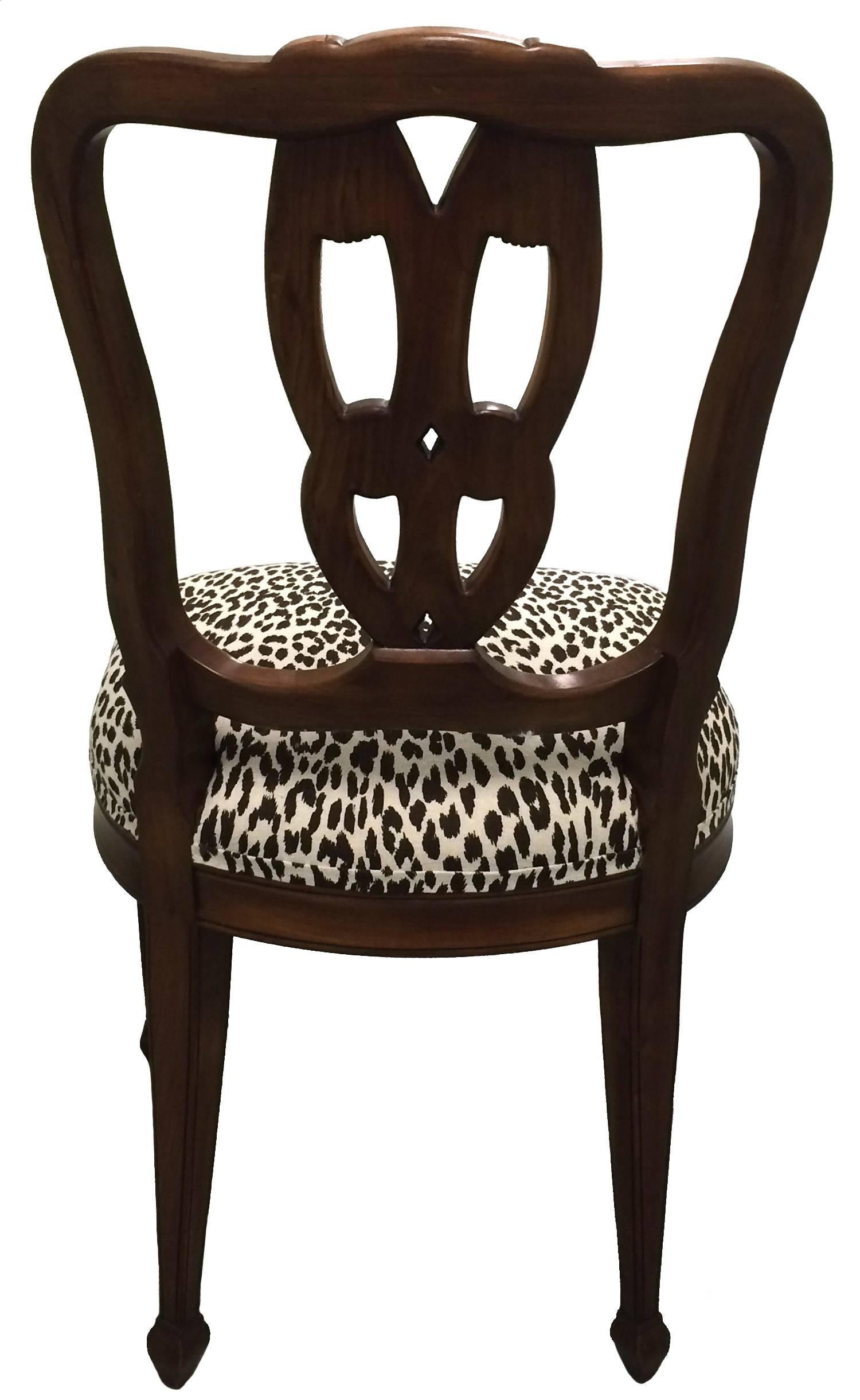 Pair of Hollywood Regency Tassel-Motif Leopard Chairs In Good Condition In Stamford, CT