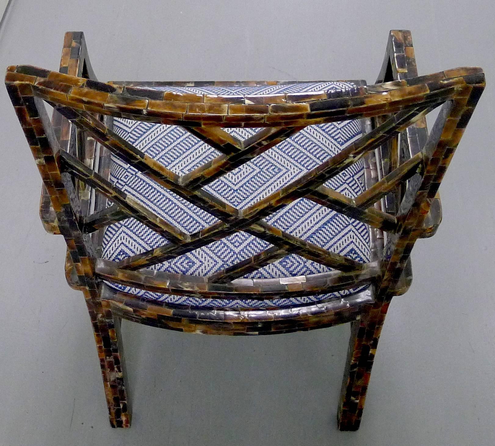 1970s Enrique Garcel Chippendale-Style Tessellated Horn Chair In Good Condition In Stamford, CT