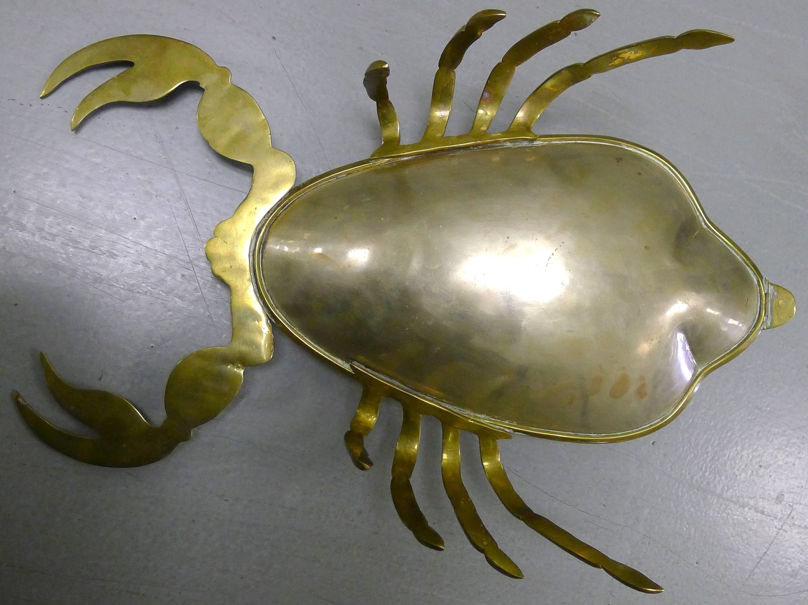 Large Mexican Brass and Abalone Scorpion Bowl 1