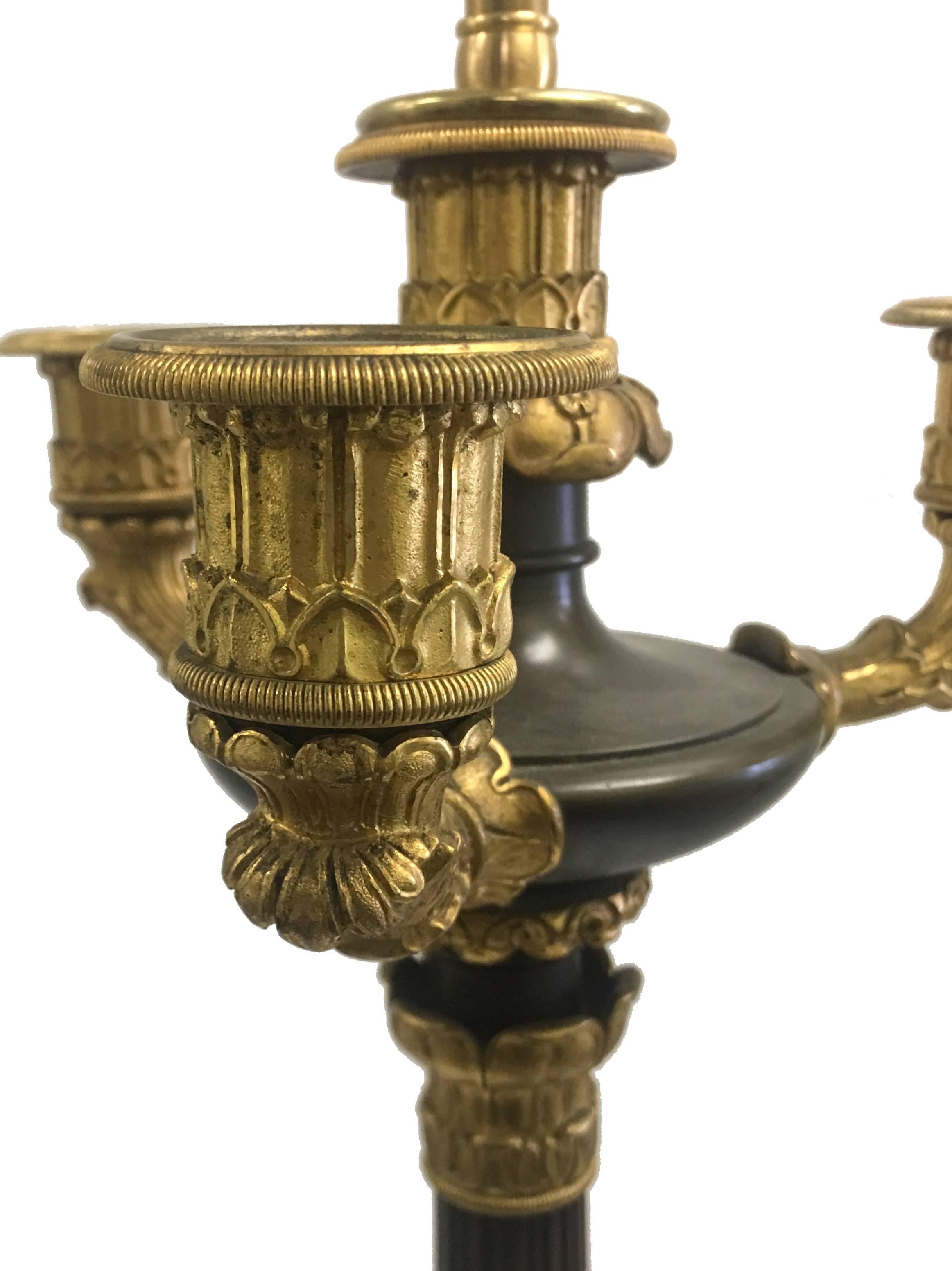 19th Century French Empire Candelabra Lamps, Pair 2