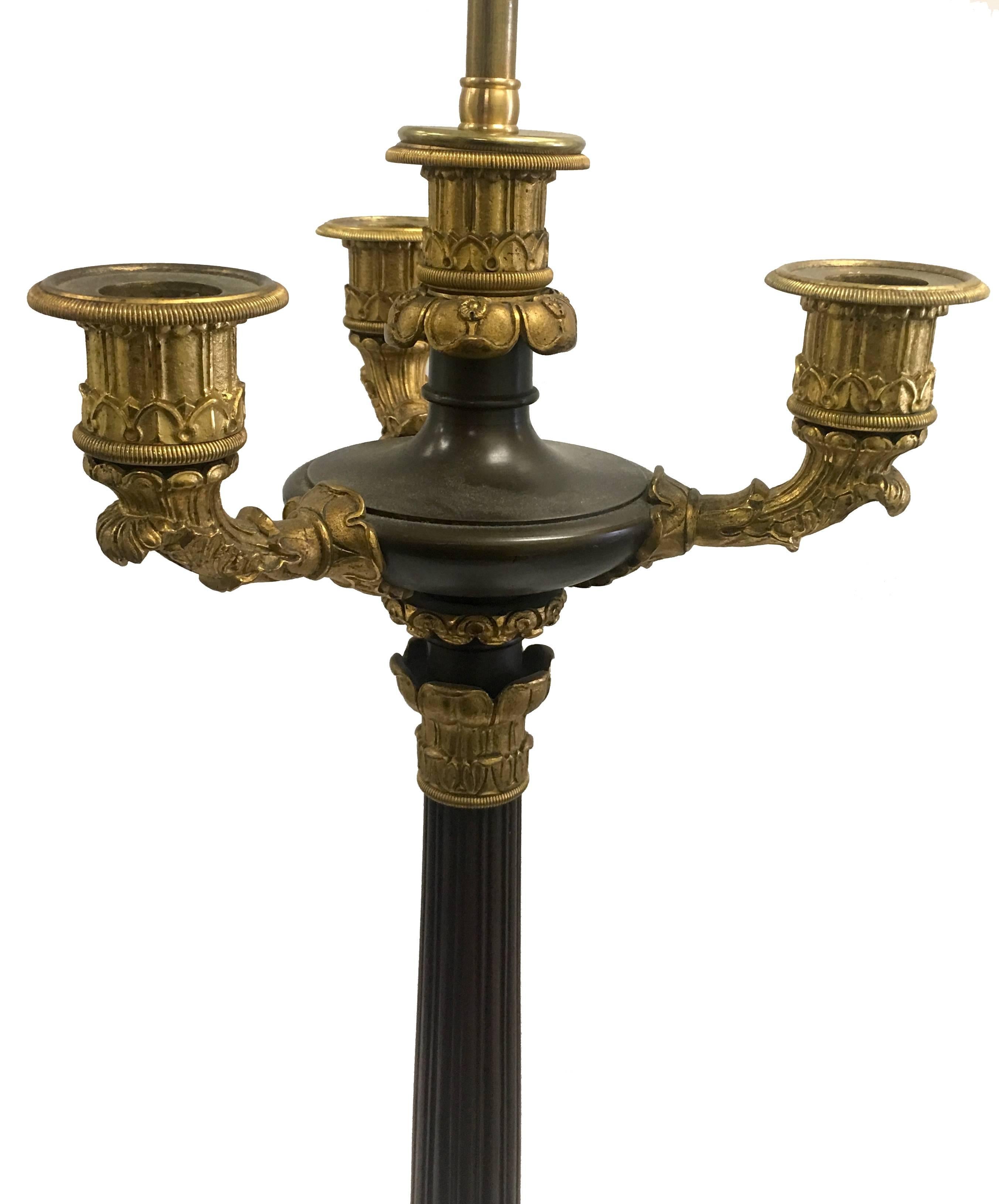 19th Century French Empire Candelabra Lamps, Pair 1