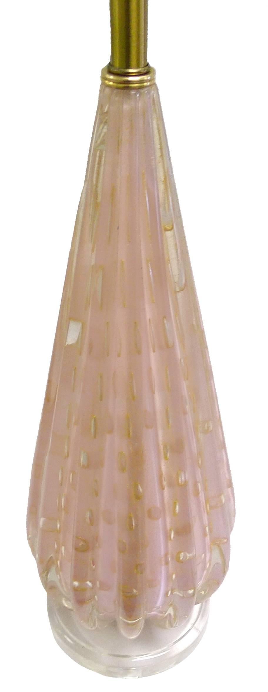 Mid-Century Modern Mid-Century Barbini Murano Light Pink Lamp
