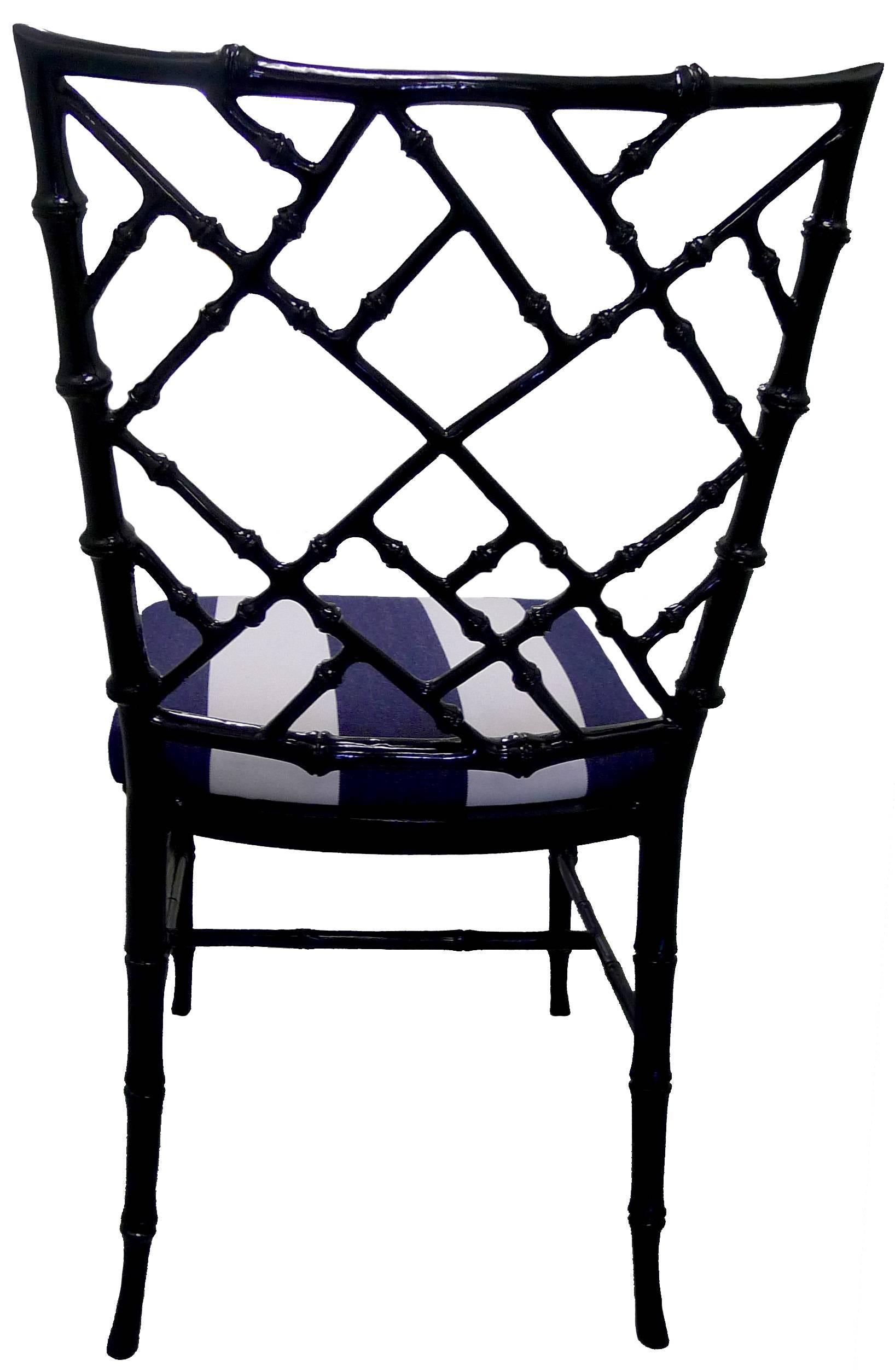 Chinoiserie SALE Black Bamboo-Style Dining Chairs, Set of Six