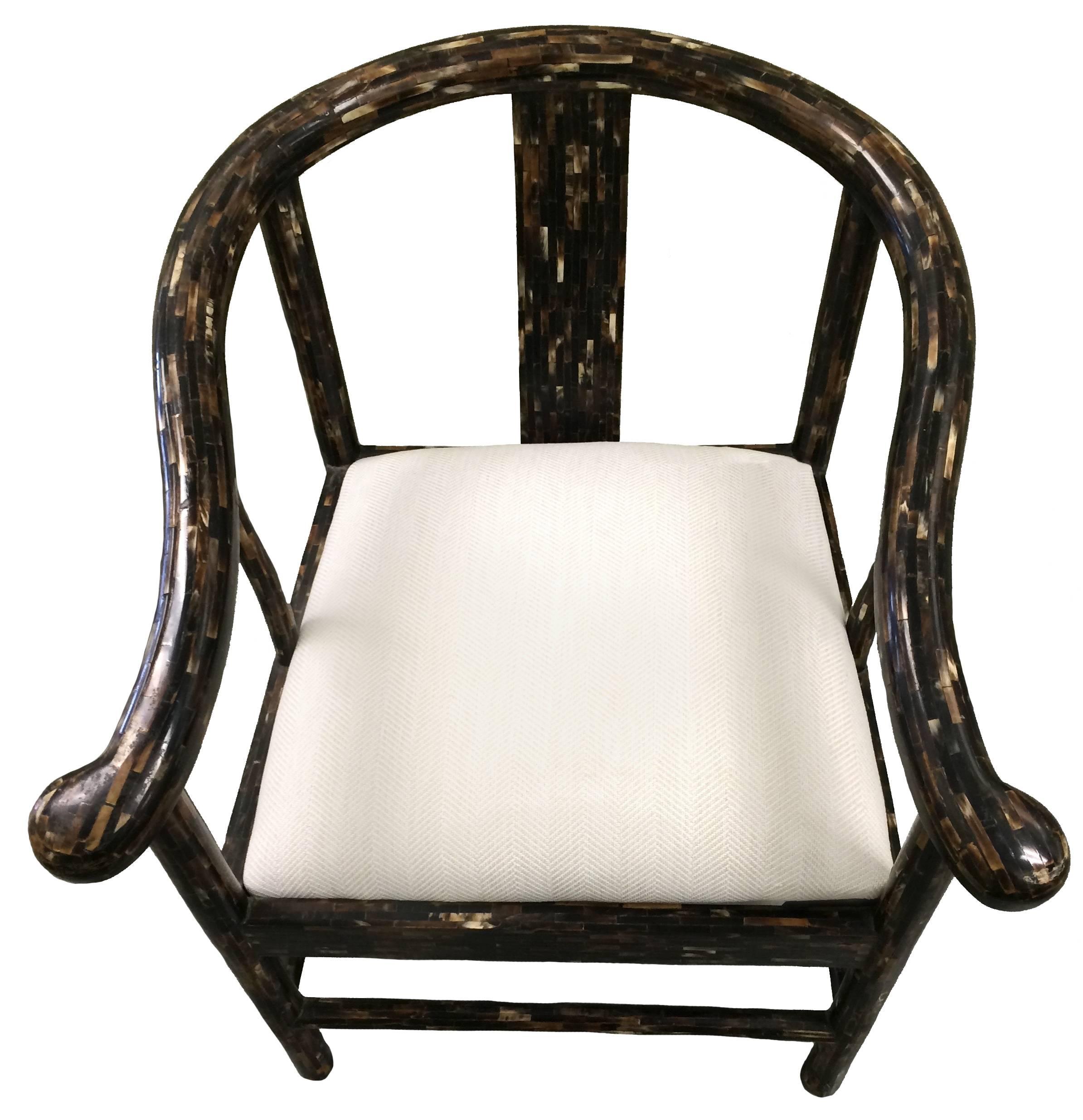 Late 20th Century Enrique Garcel Tessellated Horn Horseshoe Chair